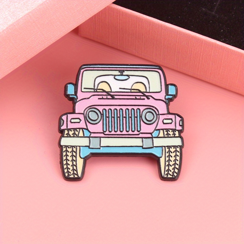 Women'S Jeep Bags - Adorable Pink Jeep Cartoon Enamel Pin