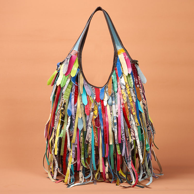 Hobo Bag Slouchy - Colorful Real Sheepskin Shoulder Bags For