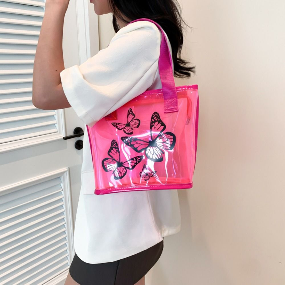 Jelly Bag Clear Pvc - Butterfly Printing Clear Tote Bag Waterproof