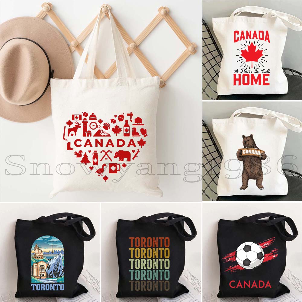 Women Bags Canada - Canada Map Flag Happy Canadian Girl
