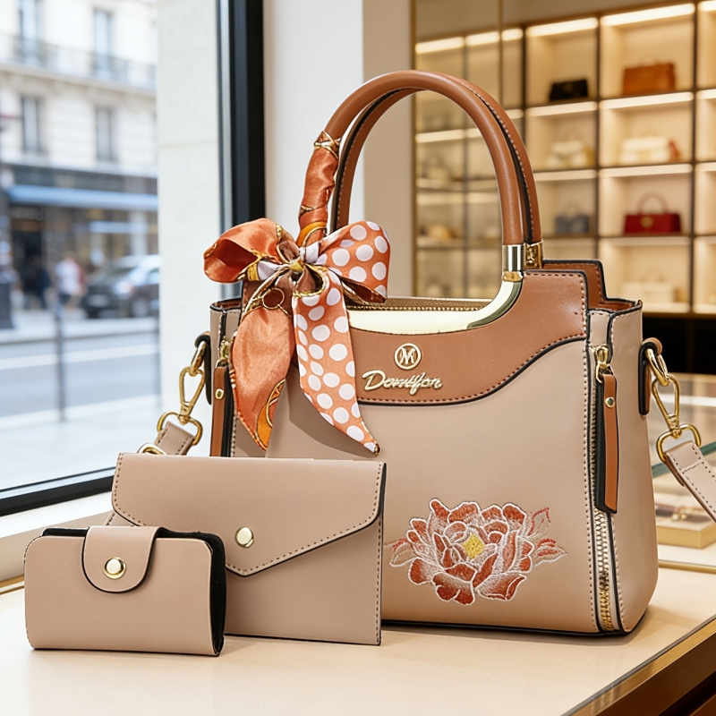 Women Bags Daily Use - High-quality embroidered handbag set of 3,