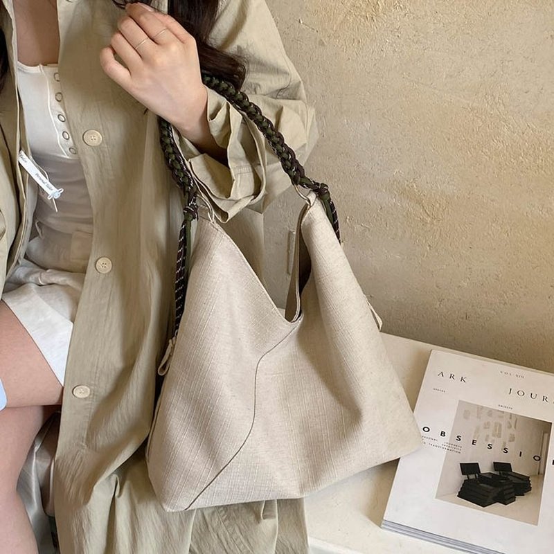Women Cream Ribbed Hobo Bag Wi - Hobo Bag Slouchy ulasan dan harga