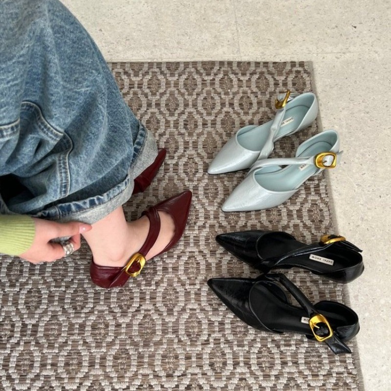 French Block Heel Pointed Toe  - Women Bags Rome ulasan dan harga