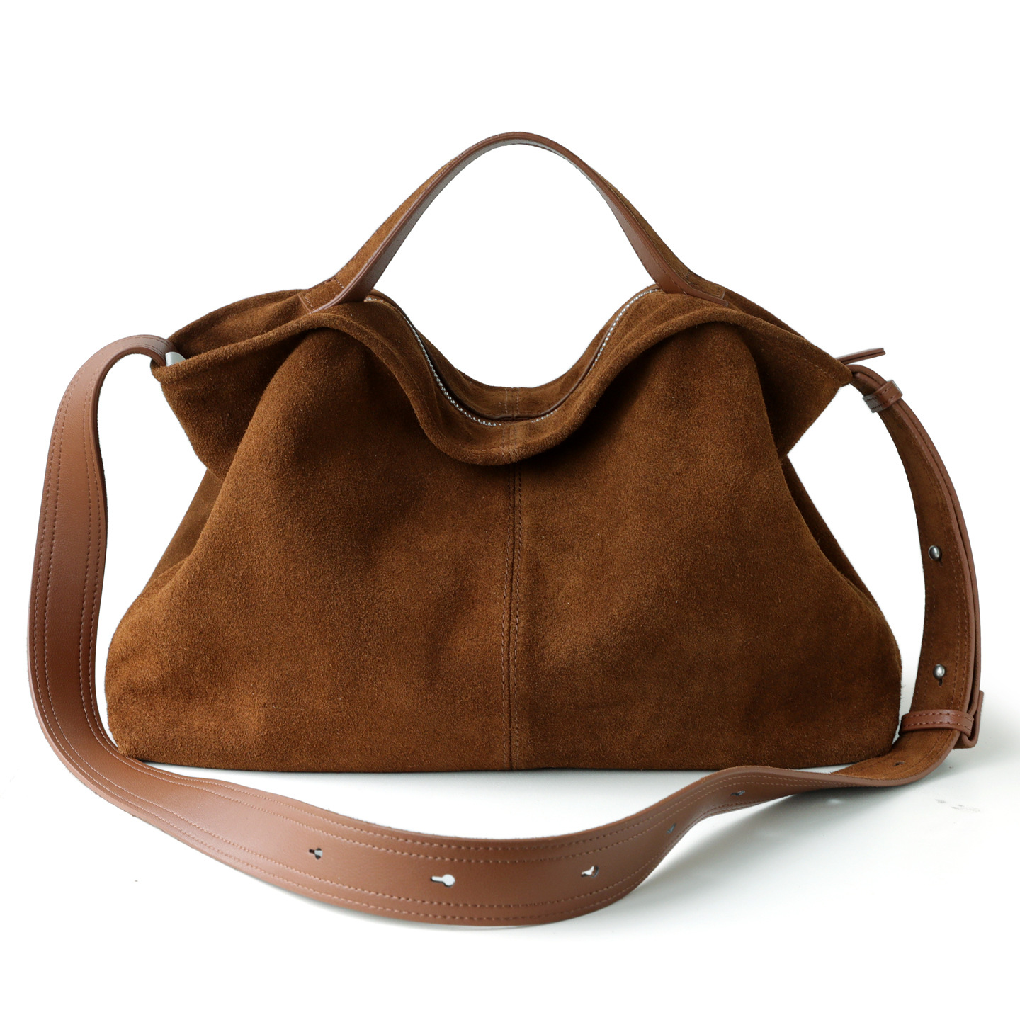 Genuine Leather Suede Tote Bag - Hobo Bag Slouchy ulasan dan harga