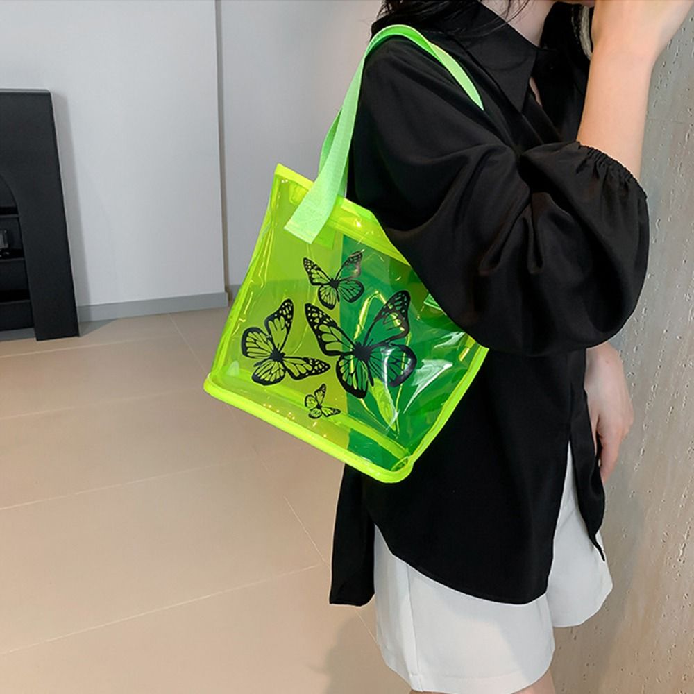 Butterfly Printing Clear Tote  - Jelly Bag Clear Pvc ulasan dan harga