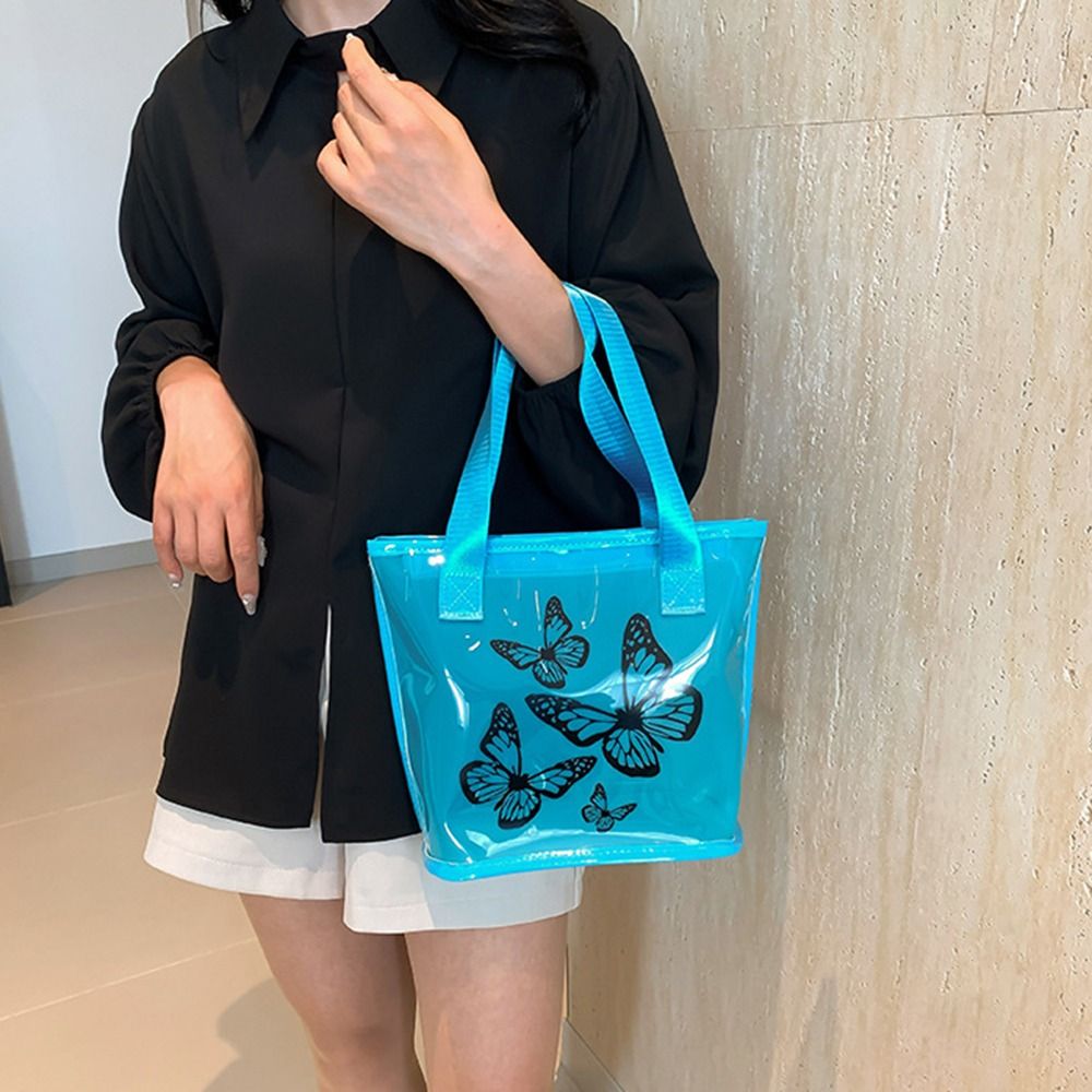 Butterfly Printing Clear Tote  - Jelly Bag Clear Pvc ulasan dan harga
