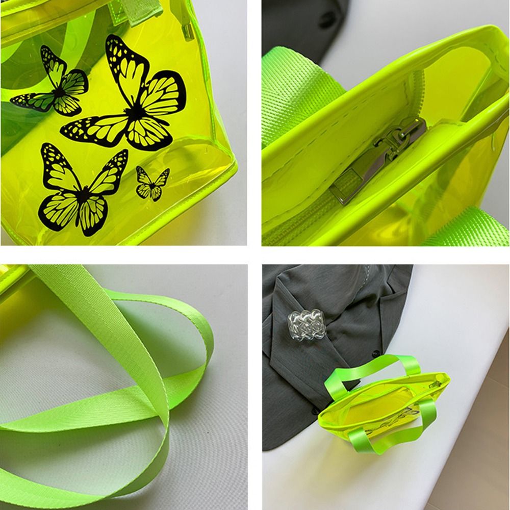 Butterfly Printing Clear Tote  - Jelly Bag Clear Pvc ulasan dan harga