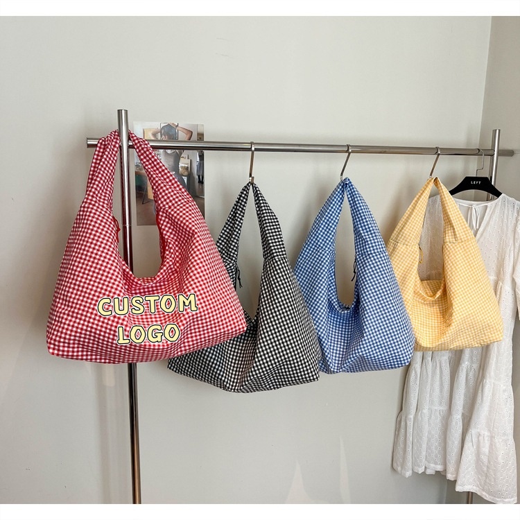 Custom Logo Pastel Gingham Slo - Hobo Bag Slouchy ulasan dan harga