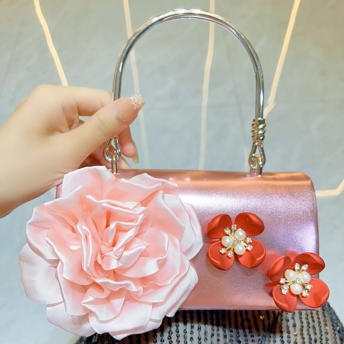 Luxury Gold 3D Flower Clutch B - Women Bags Gold ulasan dan harga