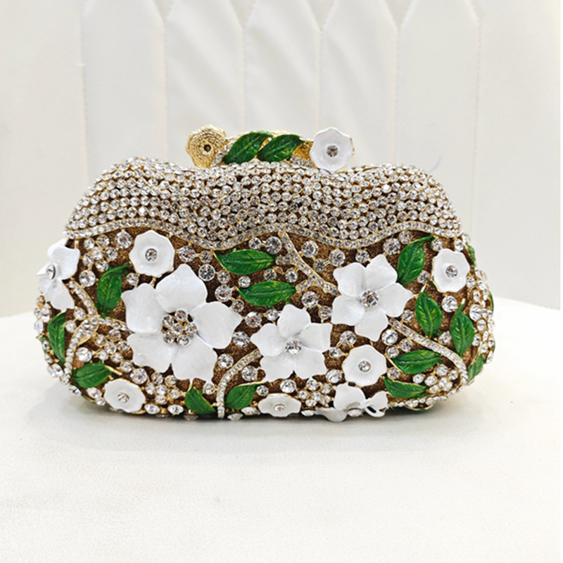 Gold Metal Flower Diamond Even - Women Bags Gold ulasan dan harga