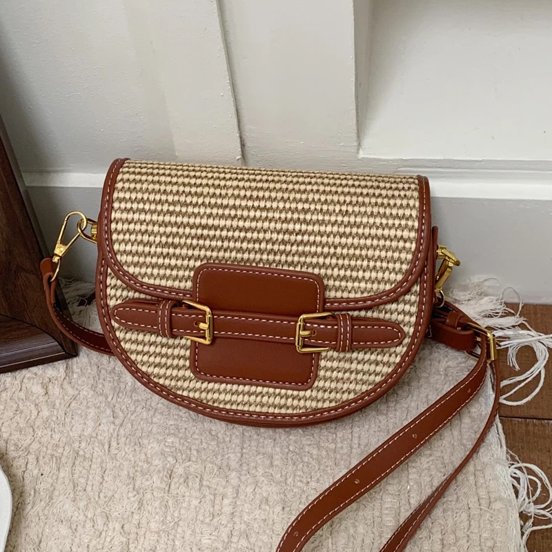 England Style Mini Straw Saddl - Women Bags Luxury ulasan dan harga