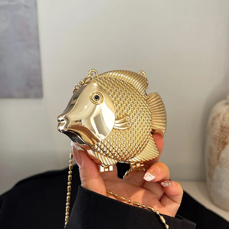 Cute Little Fish Shape Metal M - Women Bags Gold ulasan dan harga