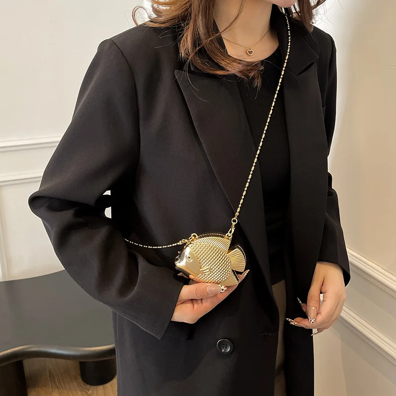 Cute Little Fish Shape Metal M - Women Bags Gold ulasan dan harga