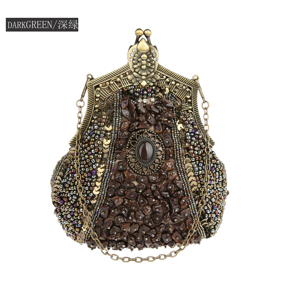 Retro Fashion Pearl Sequin Bea - Women Bags Gold ulasan dan harga