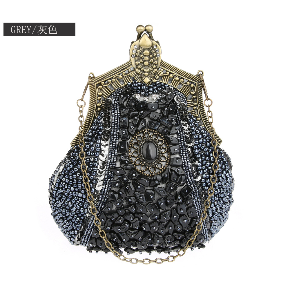 Retro Fashion Pearl Sequin Bea - Women Bags Gold ulasan dan harga