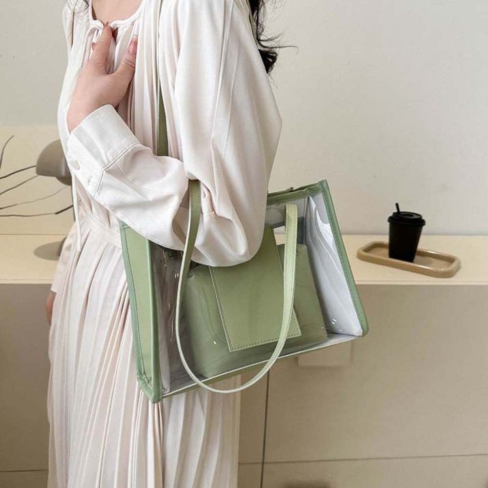 2pcs/set Elegant Transparent J - Jelly Bag Clear Pvc ulasan dan harga