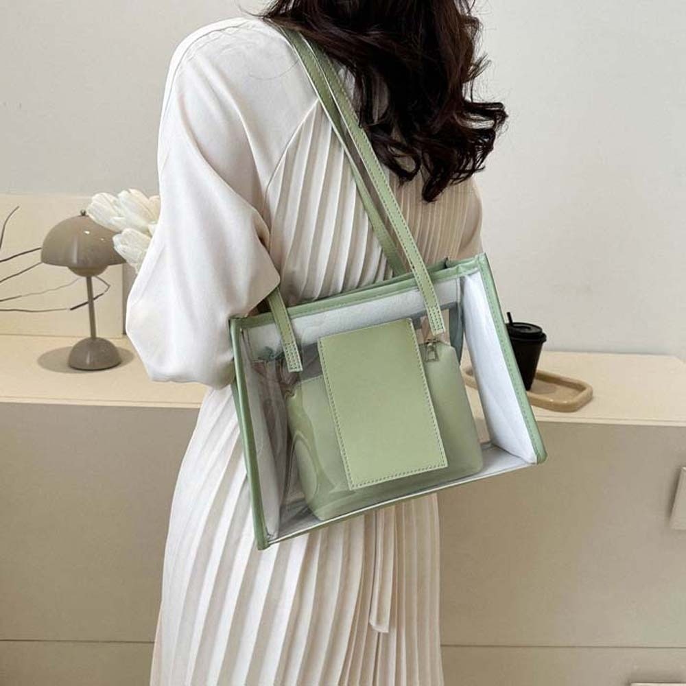 2pcs/set Elegant Transparent J - Jelly Bag Clear Pvc ulasan dan harga